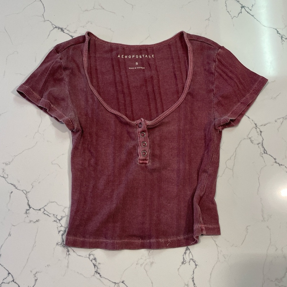 Aeropostale cropped button top
